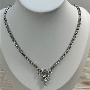 Silver Rhinestone Necklace Stamped Graver or Craver